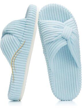 Women's Blue Orthopaedic Arch Support Slippers Memory Foam House Casual